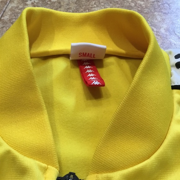 Womens Kappa Track Semi Cropped Short Waisted Full Zip Yellow Jacket Size Small - Picture 3 of 6